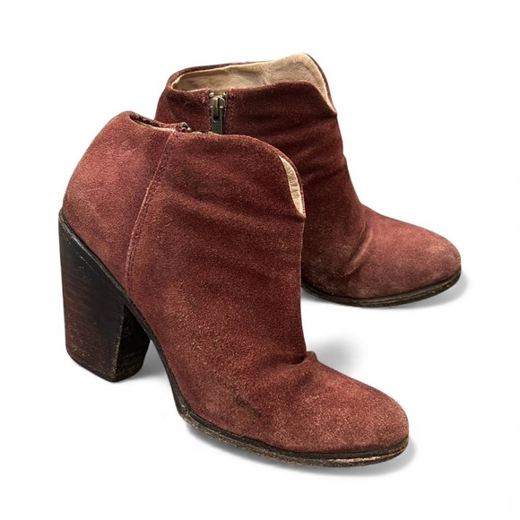 Freebird by Steven Shoes - FREEBIRD Detroit Suede Leather Boots Booties Maroon Burgundy Brown Size 8